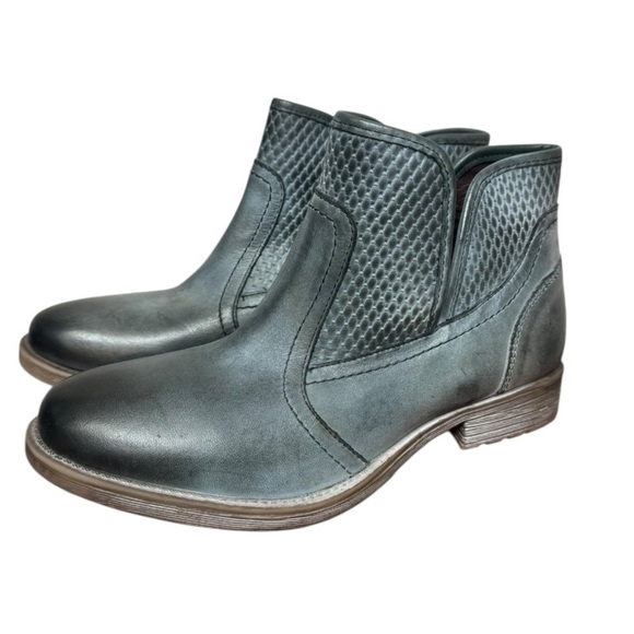 Roan by Bed Stu Grey Blue Leather Ankle Boots 8